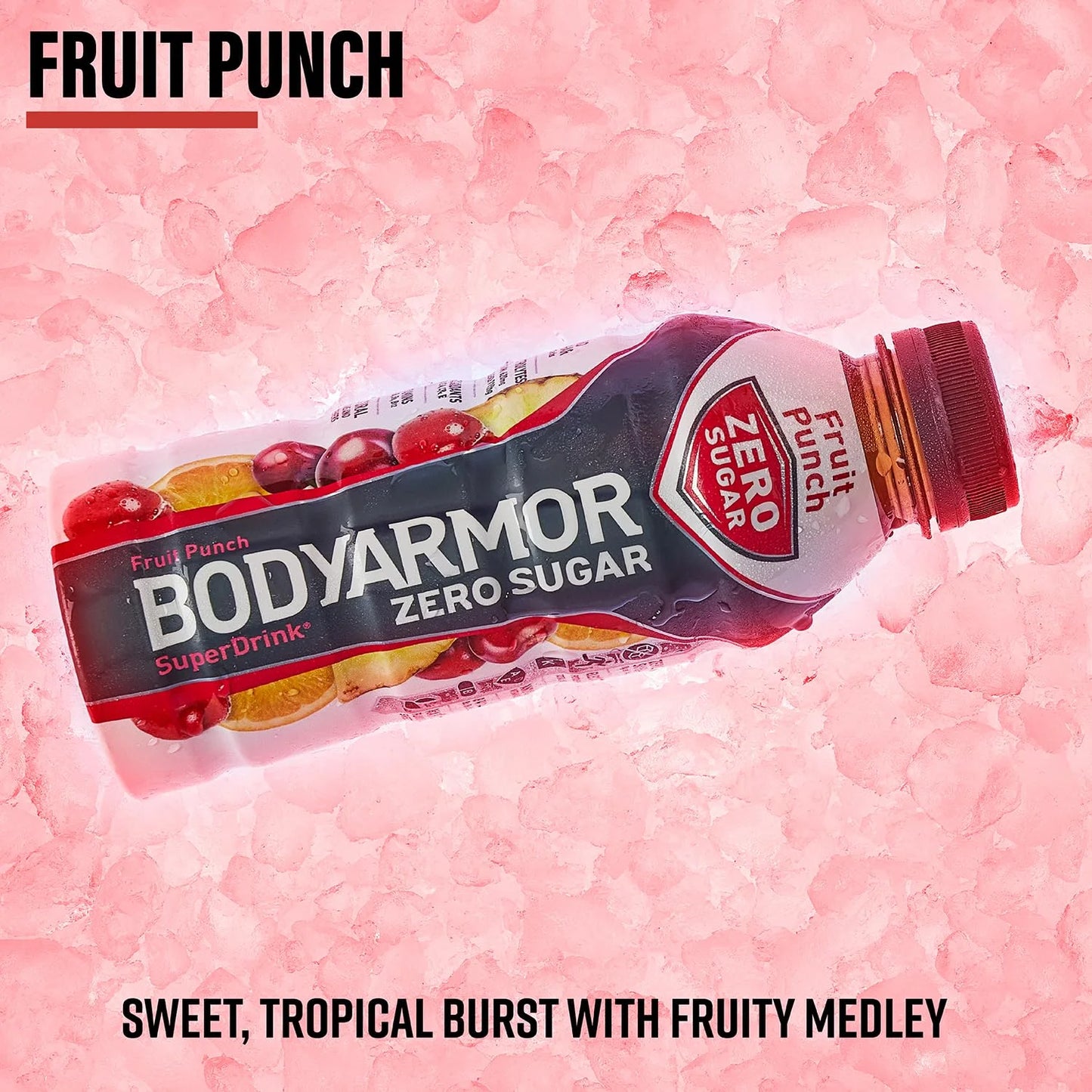 BODYARMOR ZERO Sugar Fruit Punch | Sugar-Free Electrolyte Sports Drink | 16 fl oz Bottles (Pack of 12)