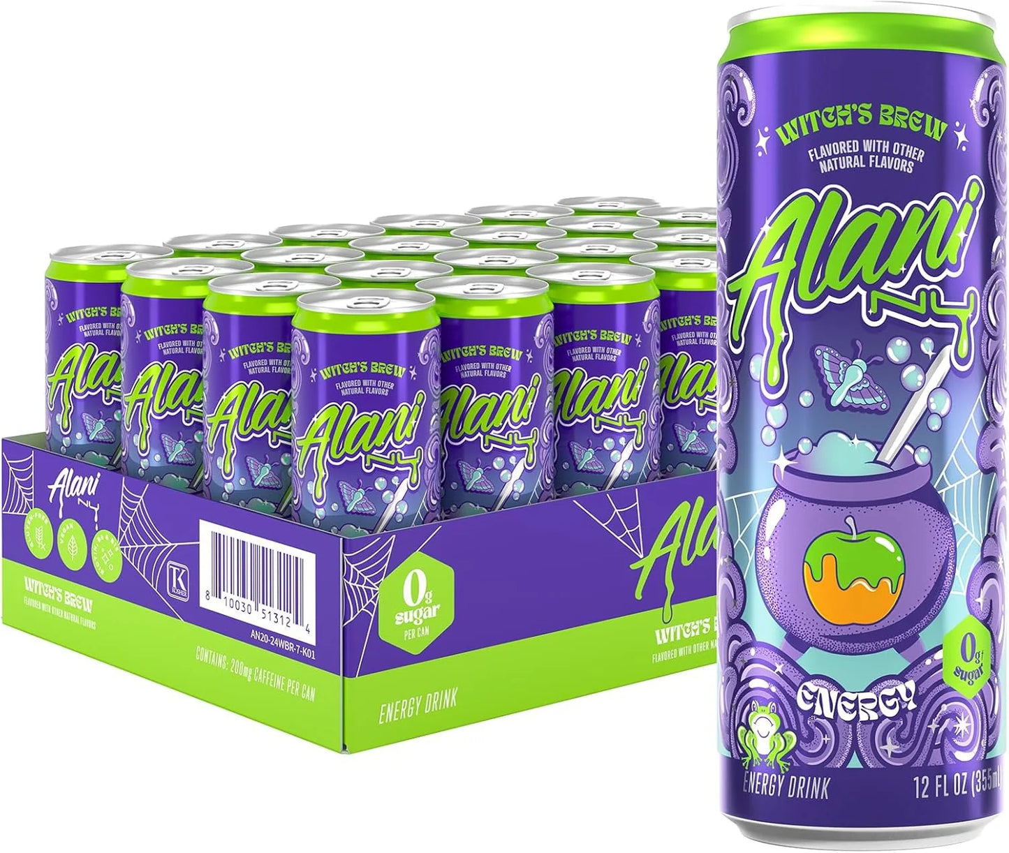 Alani Nu Witch’s Brew 24-Pack Case | Limited Edition Fall Energy Drink | Green Apple & Caramel Flavor