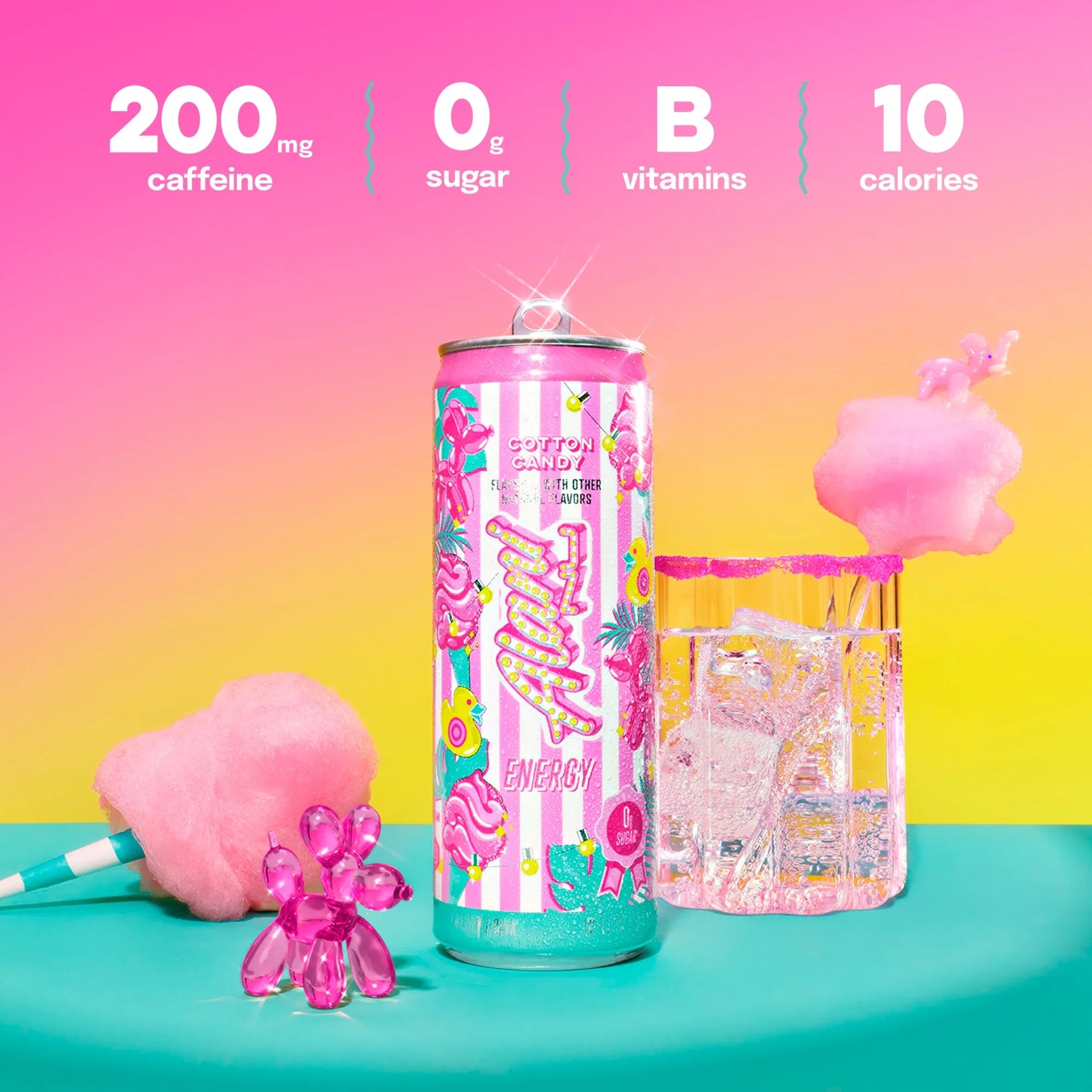 Alani Nu Cotton Candy Energy Drink | 12 fl oz Cans (12-Pack) | Sugar-Free | Vegan | Low-Calorie