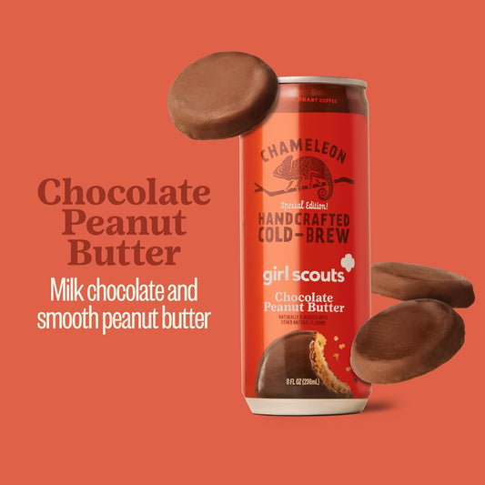Chameleon Cold Brew Coffee Latte – Girl Scout Peanut Butter – 8 fl oz Cans (Pack of 12)