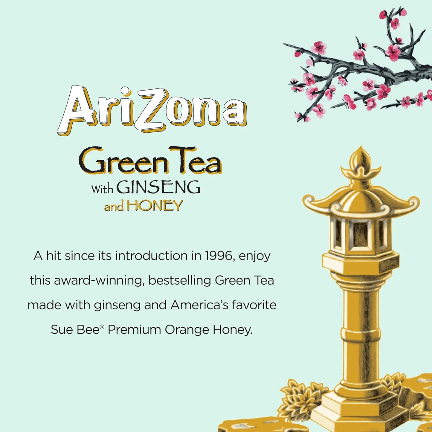 AriZona Green Tea with Ginseng and Honey | 22 fl oz Big Cans (Pack of 12) | Refreshing Ready-to-Drink Iced Tea
