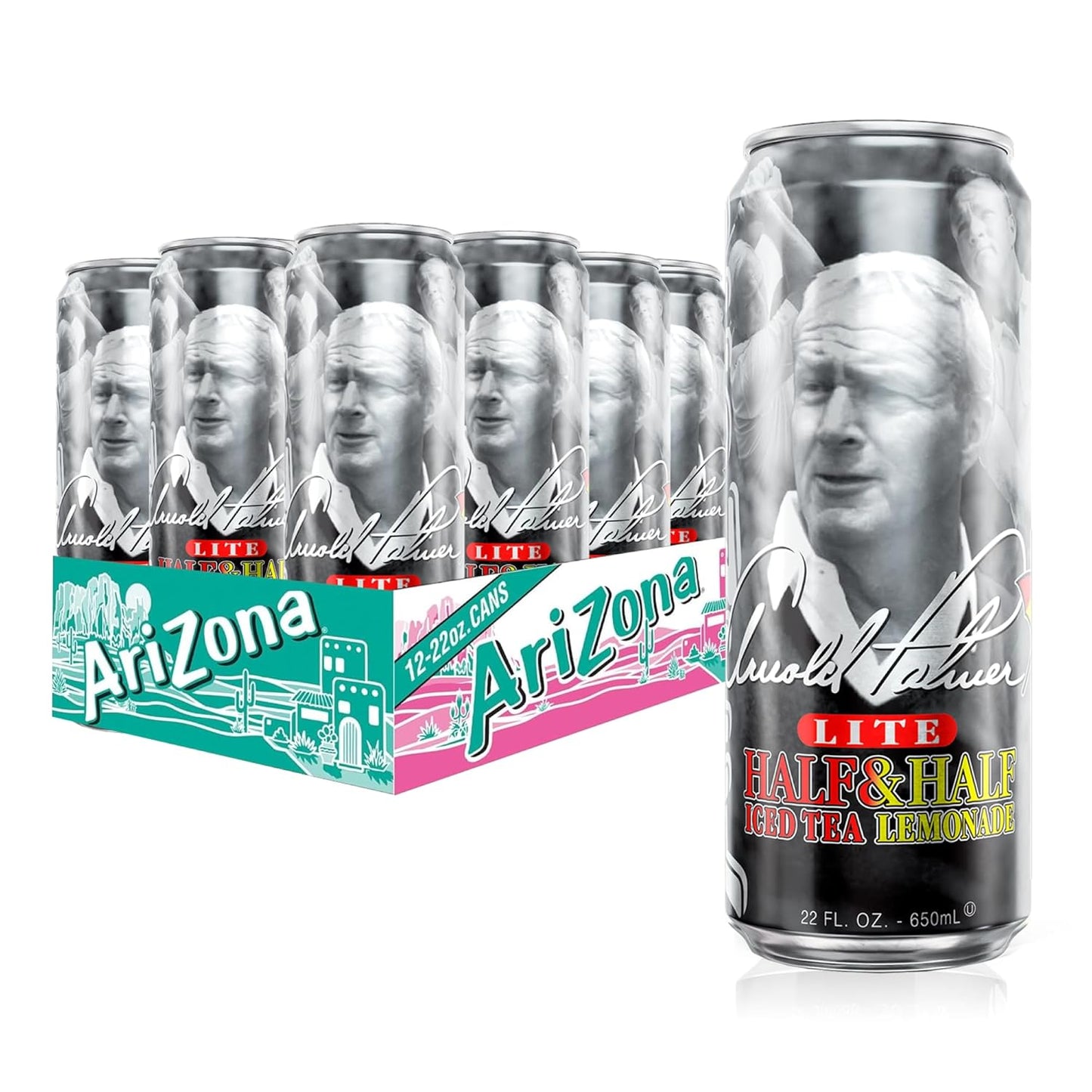 AriZona Arnold Palmer Half & Half | 22 fl oz Big Can (Pack of 12) | Iced Tea and Lemonade Blend