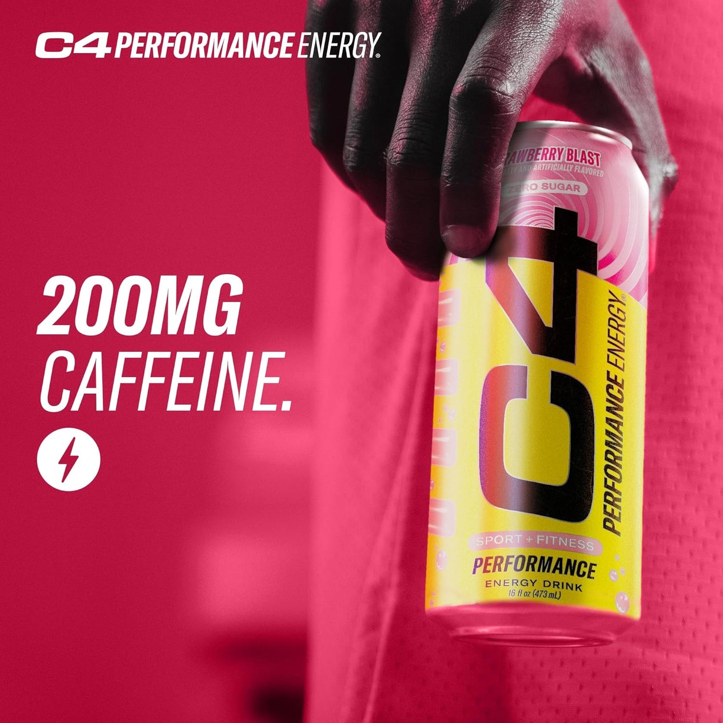 Cellucor C4 Performance Energy Drink – STARBURST Strawberry – Pre-Workout – 16 fl oz (Pack of 12)