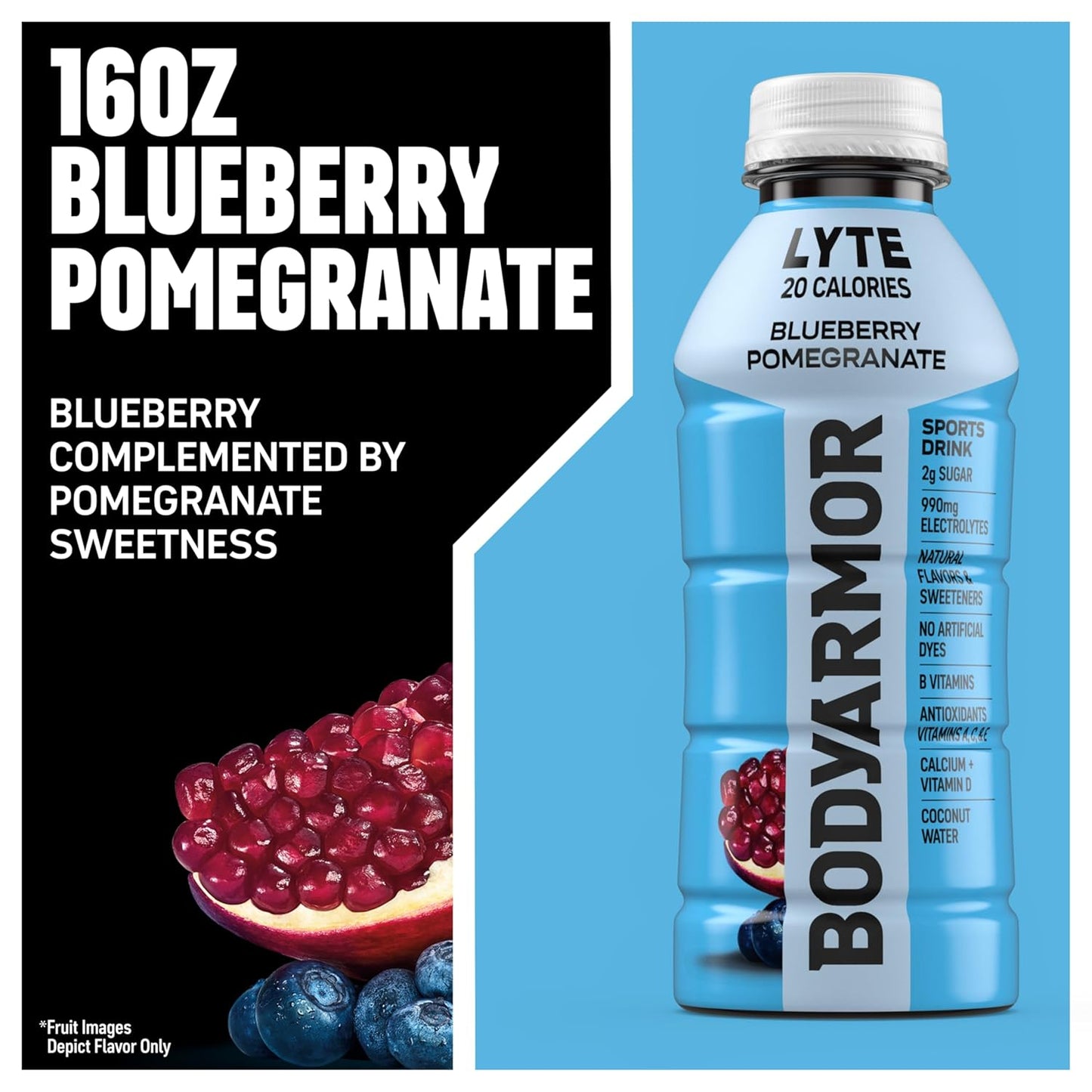 BODYARMOR LYTE Sports Drink – Blueberry Pomegranate – Electrolyte Hydration – 16 fl oz (Pack of 12)