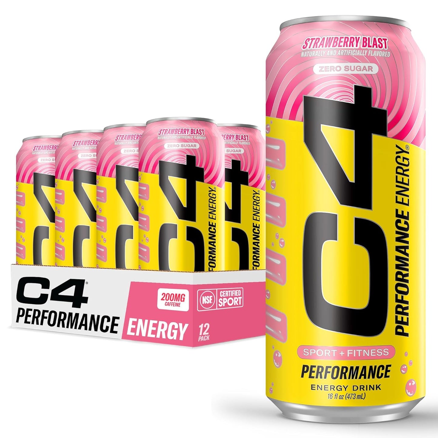 Cellucor C4 Performance Energy Drink – STARBURST Strawberry – Pre-Workout – 16 fl oz (Pack of 12)
