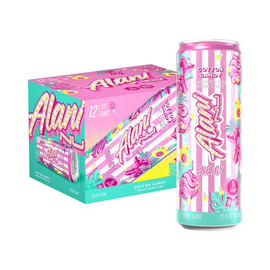 Alani Nu Cotton Candy Energy Drink | 12 fl oz Cans (12-Pack) | Sugar-Free | Vegan | Low-Calorie