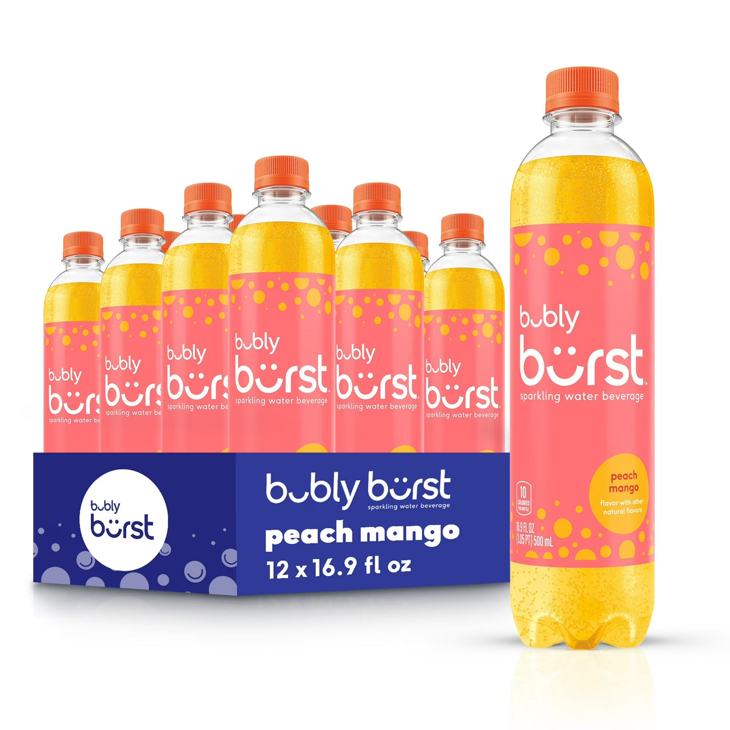bubly burst – Peach Mango – Sparkling Water – 16.9 fl oz (Pack of 12)