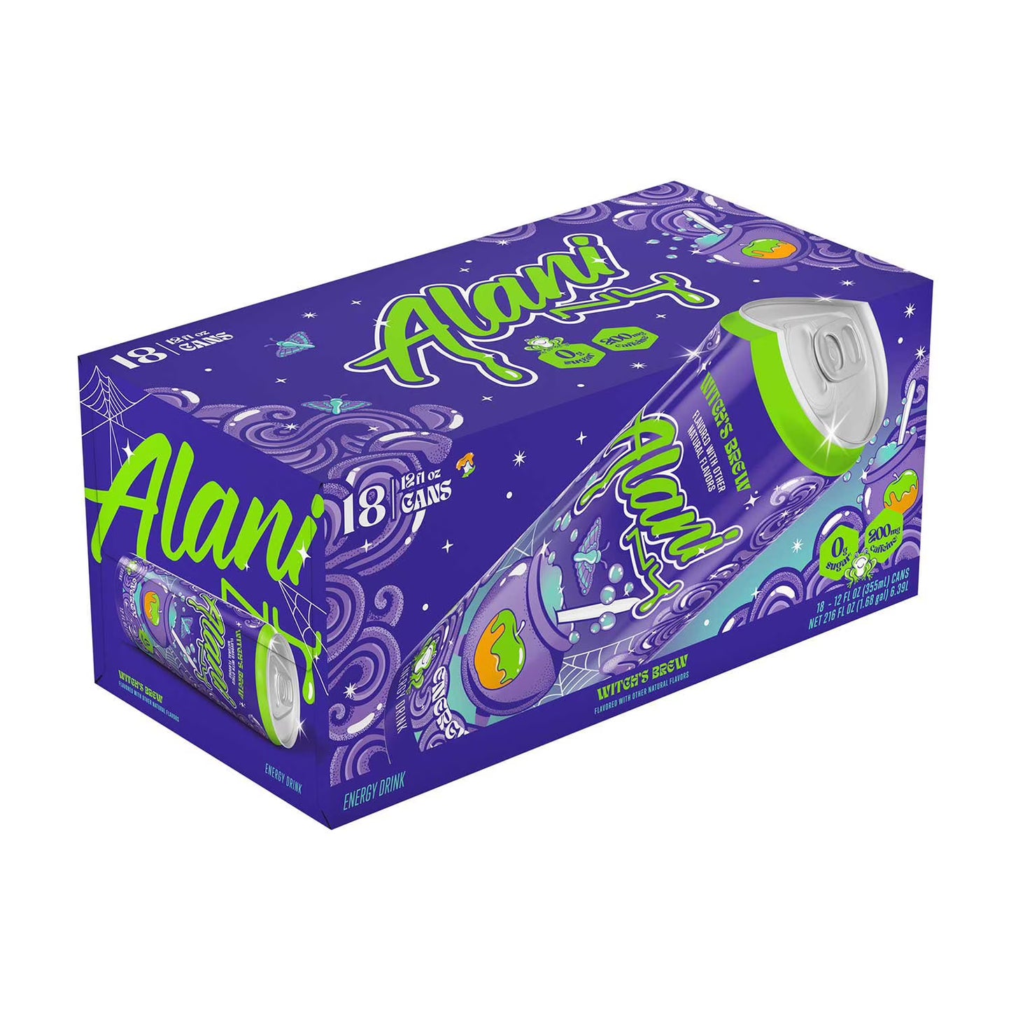 Alani Nu Witch’s Brew 18-Pack | Sugar-Free Energy Drink | Green Apple Caramel Flavor | 12 fl oz Cans